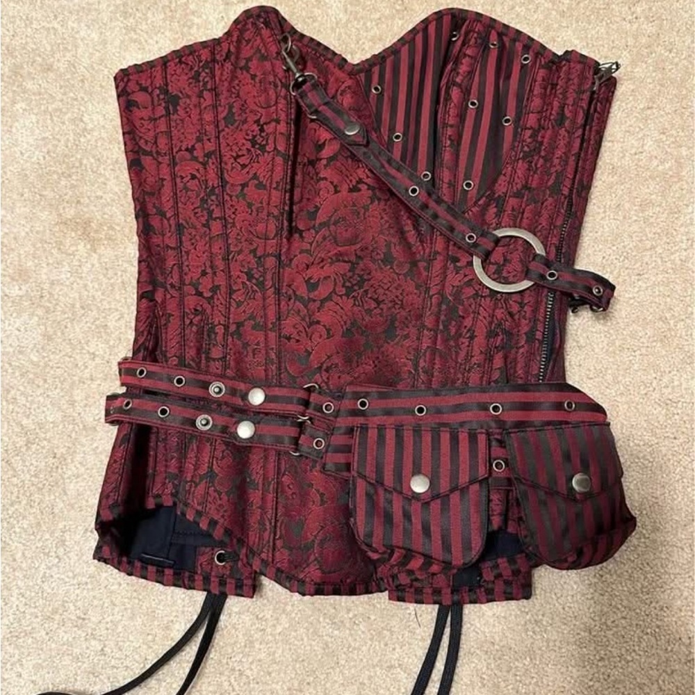 24" Red Steampunk Overbust Corset